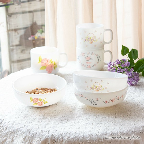 旧イマン　ダイアナローズ　ガラスボウル3個セット イマン ローレライ ミルクガラスボウル【薔薇の雑貨のアンフロール