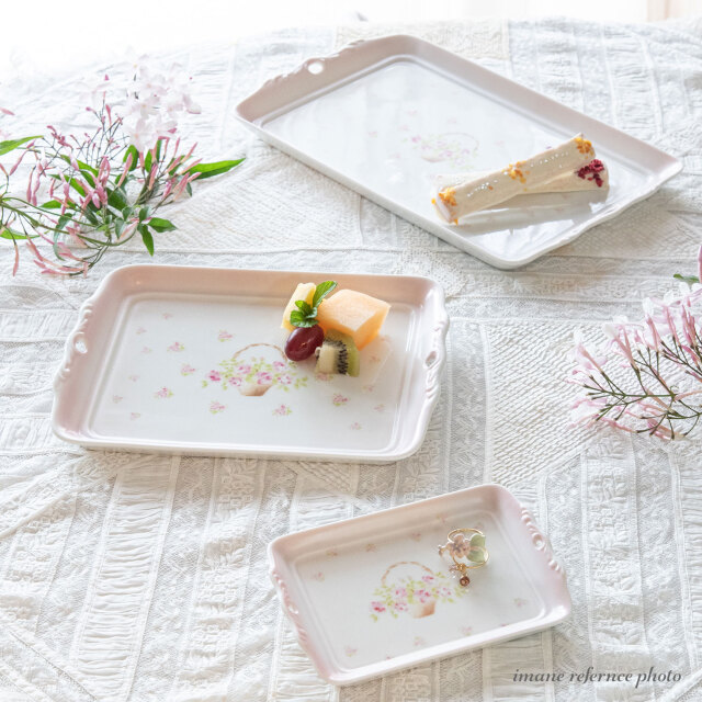 イマン　ローズバスケット　アンティークトレー